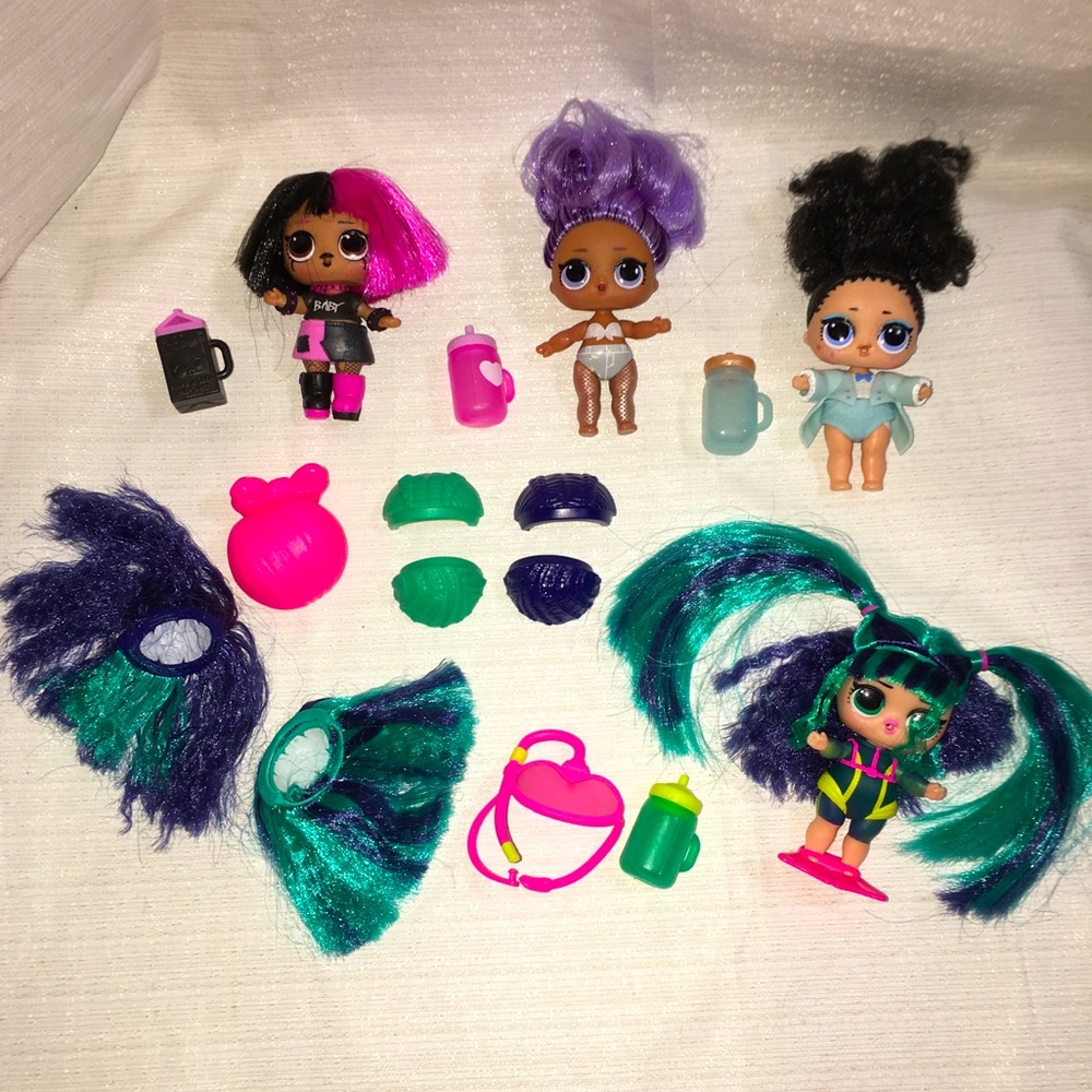 LOL Hairgoals & Vibes Doll Lot Metal Babe Diva 4 Dolls & Accessories